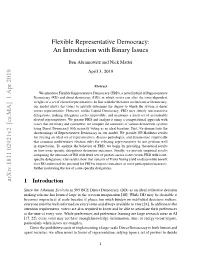 Flexible Representative Democracy: an Introduction with Binary Issues