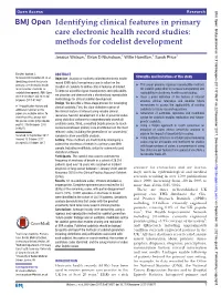Identifying Clinical Features in Primary Care Electronic Health Record Studies: Methods for Codelist Development