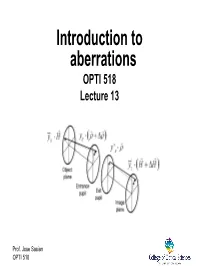 Introduction to Aberrations OPTI 518 Lecture 13