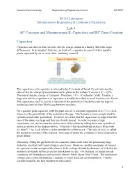 Lab 5 AC Concepts and Measurements II: Capacitors and RC Time-Constant