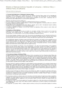 Lithuania: Defence Policy of Lithuania
