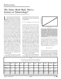 Reflections the Titius-Bode Rule, Part 2: Science Or Numerology?