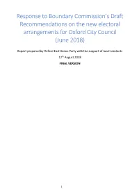 Response to Boundary Commission's Draft Recommendations on the New
