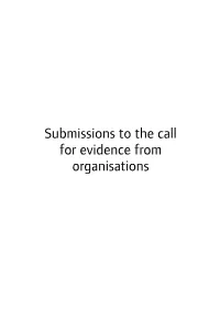 Submissions to the Call for Evidence from Organisations
