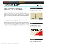 The End of the Lost Generation of World War I: Last Person Standing - Not Even Past
