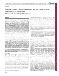 Thermal Variation, Thermal Extremes and the Physiological Performance of Individuals W