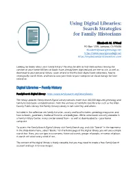 Using Digital Libraries: Search Strategies for Family Historians