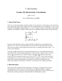 10.626 Lecture Notes, Electrostatic Correlations