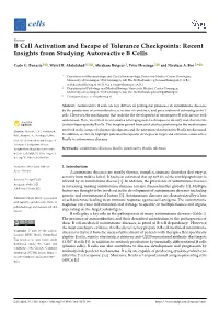 B Cell Activation and Escape of Tolerance Checkpoints: Recent Insights from Studying Autoreactive B Cells