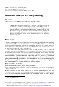 Experimental Techniques in Hadron Spectroscopy