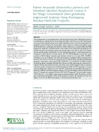 Palmer Amaranth (Amaranthus Palmeri) and Velvetleaf (Abutilon Theophrasti) Control in No-Tillage Conventional (Non–Genetically