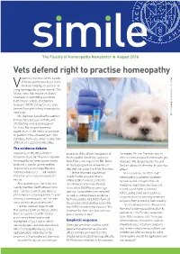 Vets Defend Right to Practise Homeopathy