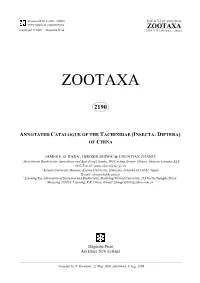 Annotated Catalogue of the Tachinidae (Insecta: Diptera) of China