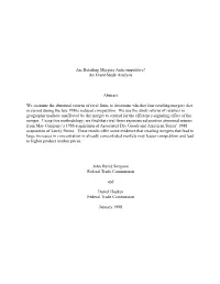 Are Retailing Mergers Anticompetitive? an Event Study Analysis