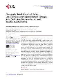 Changes in Total Dissolved Solids Concentration During Infiltration Through Soils (Rain, Fresh Groundwater and Treated Wastewater)