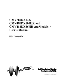 CMV586DX133, CMV486DX100HR and CMV486DX66HR Cpumoduletm User's Manual