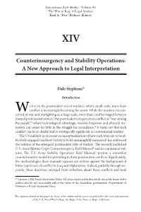 Counterinsurgency and Stability Operations: a New Approach to Legal Interpretation