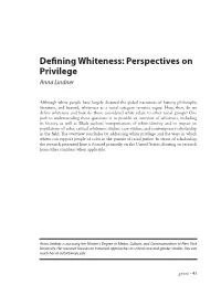Defining Whiteness: Perspectives on Privilege