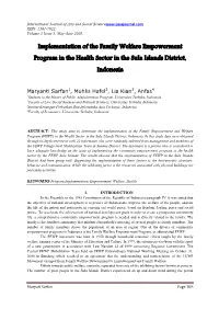 Implementation of the Family Welfare Empowerment Program in the Health Sector in the Sula Islands District, Indonesia