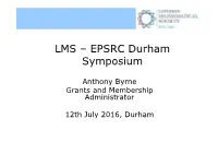 LMS – EPSRC Durham Symposium