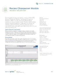 Recipe/Changeover Module MES BUILT on IGNITION®