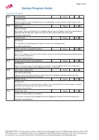 Sydney Program Guide