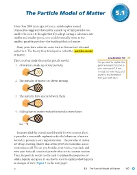 The Particle Model of Matter 5.1