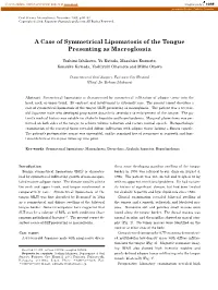 A Case of Symmetrical Lipomatosis of the Tongue Presenting As Macroglossia