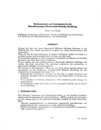 Mechanization and Automation by the Manufacturing of Removable Modular Buildings