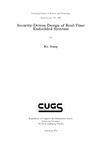 Security-Driven Design of Real-Time Embedded Systems