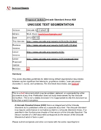 UAX #29: Unicode Text Segmentation