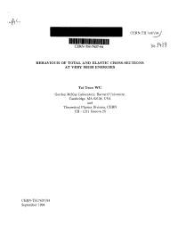Behaviour of Total and Elastic Cross-Sections at Very High Energies