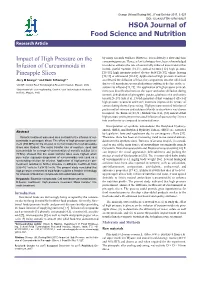 Impact of High Pressure on the Infusion of Curcuminoids in Pineapple Slices
