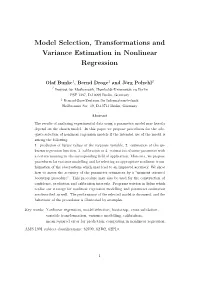 Model Selection, Transformations and Variance Estimation in Nonlinear Regression