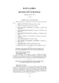 Rajya Sabha —— Revised List of Business
