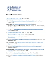 Reading Recommendations