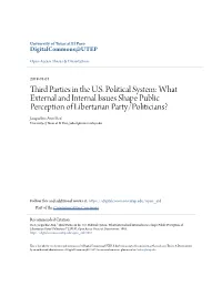 Third Parties in the U.S. Political System: What External and Internal Issues Shape Public Perception of Libertarian Party/Polit