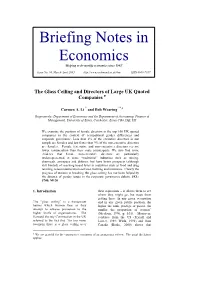 Briefing Notes in Economics – Issue No