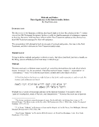 Midrash and Pesher-Their Significance to T
