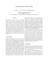 Negative Database for Data Security