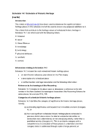 Schedule 14.1 Schedule of Historic Heritage [Rcp/Dp]