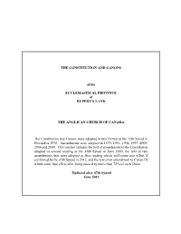 THE CONSTITUTION and CANONS of the ECCLESIASTICAL