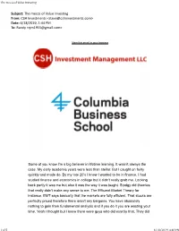 The Mecca of Value Investing