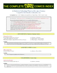 A Guide to Collecting Planet of the Apes Comics Compiled by Rich Handley (Richhandley.Com)