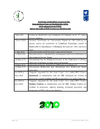 Activities Undertaken As Part of the International Year of Biodiversity 2010 with Support from UNDP Under the India-UNDP Project on Biodiversity