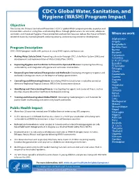 CDC's Global Water, Sanitation, and Hygiene (WASH) Program Impact