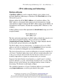 Ipv4 Addressing and Subnetting V1.41 – Aaron Balchunas 1