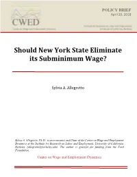 Should New York State Eliminate Its Subminimum Wage?