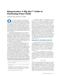 Burgernomics: a Big Mac Guide to Purchasing Power Parity