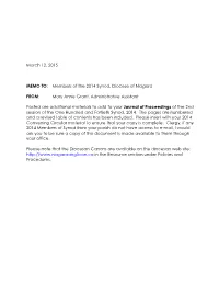 Members of the 2014 Synod, Diocese of Niagara FROM